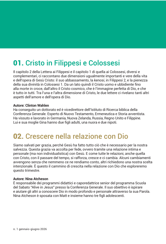 SCUOLA DEL SABATO ADULTI ABBONAMENTO ANNUO 2026